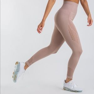 Gymshark energy+ seamless taupe leggings.